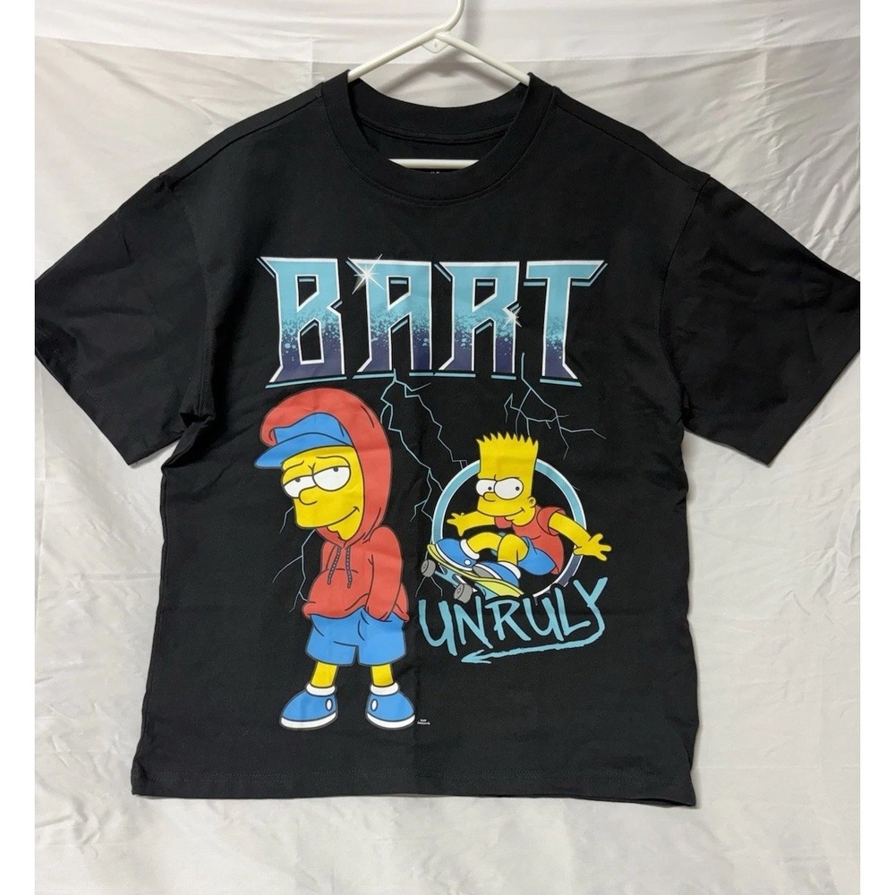 The Simpsons Bart Simpson Unruly Mens Size Medium Black T-shirt Eat My Shorts